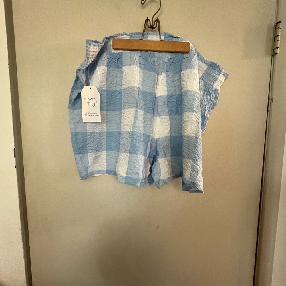 Time and Tru Blue Checkered Women's Shorts